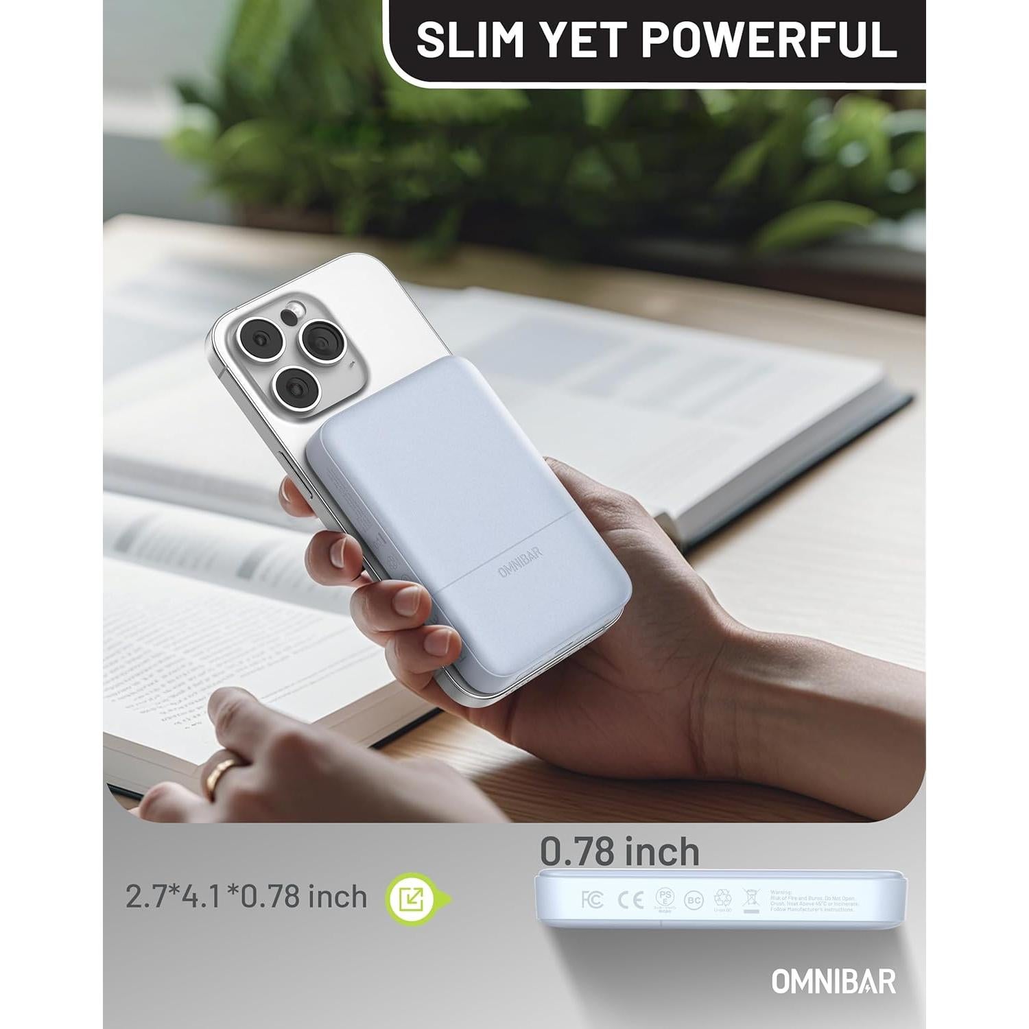 Banco de Poder Inalámbrico Omnibar 10000mAh Carga Rápida USB-C