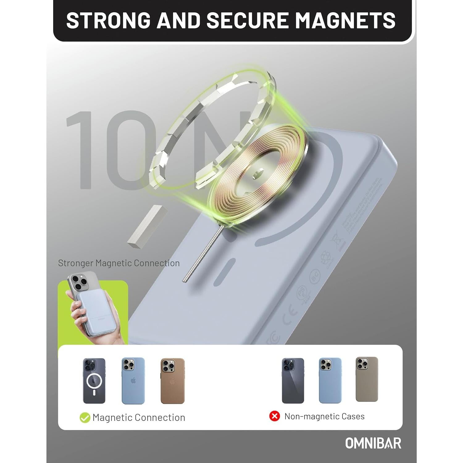 Banco de Poder Inalámbrico Omnibar 10000mAh Carga Rápida USB-C