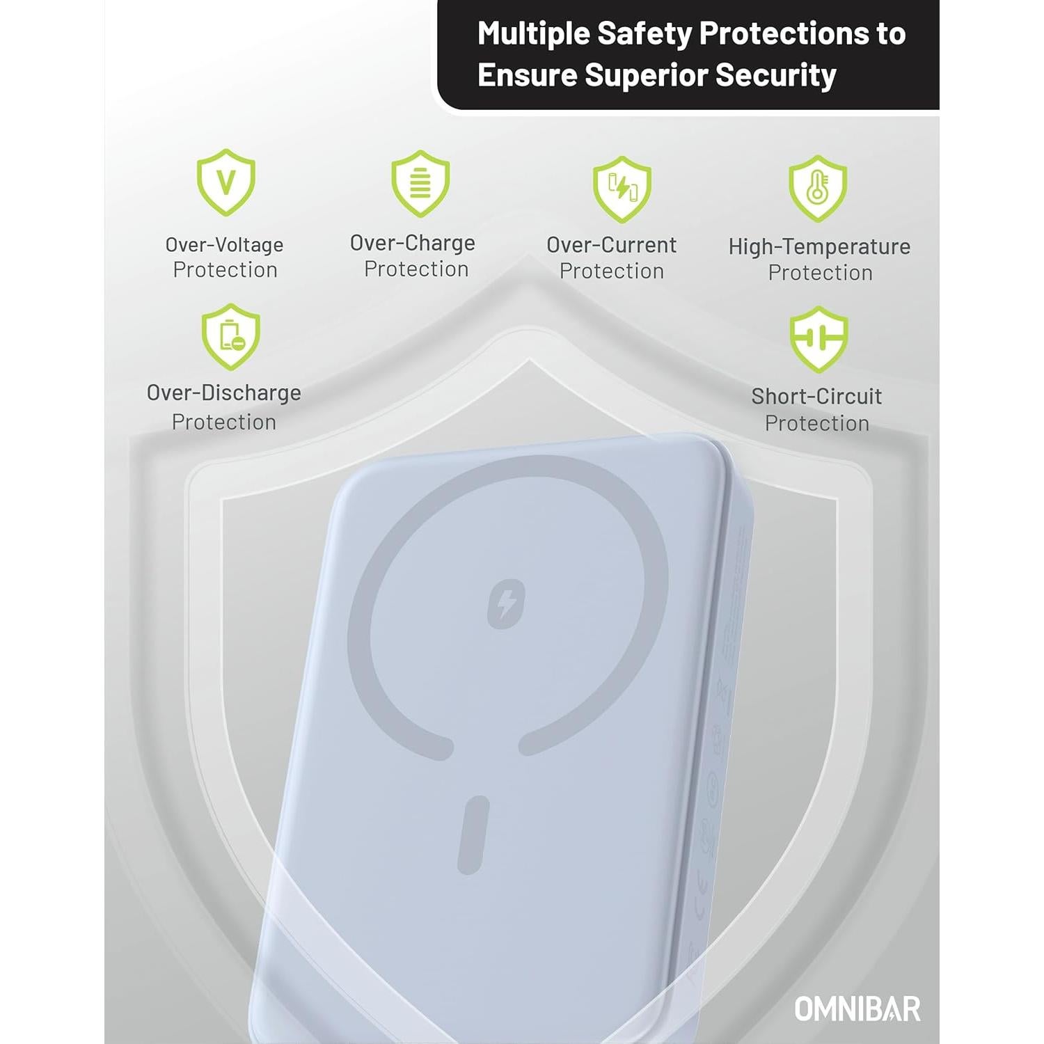 Banco de Poder Inalámbrico Omnibar 10000mAh Carga Rápida USB-C