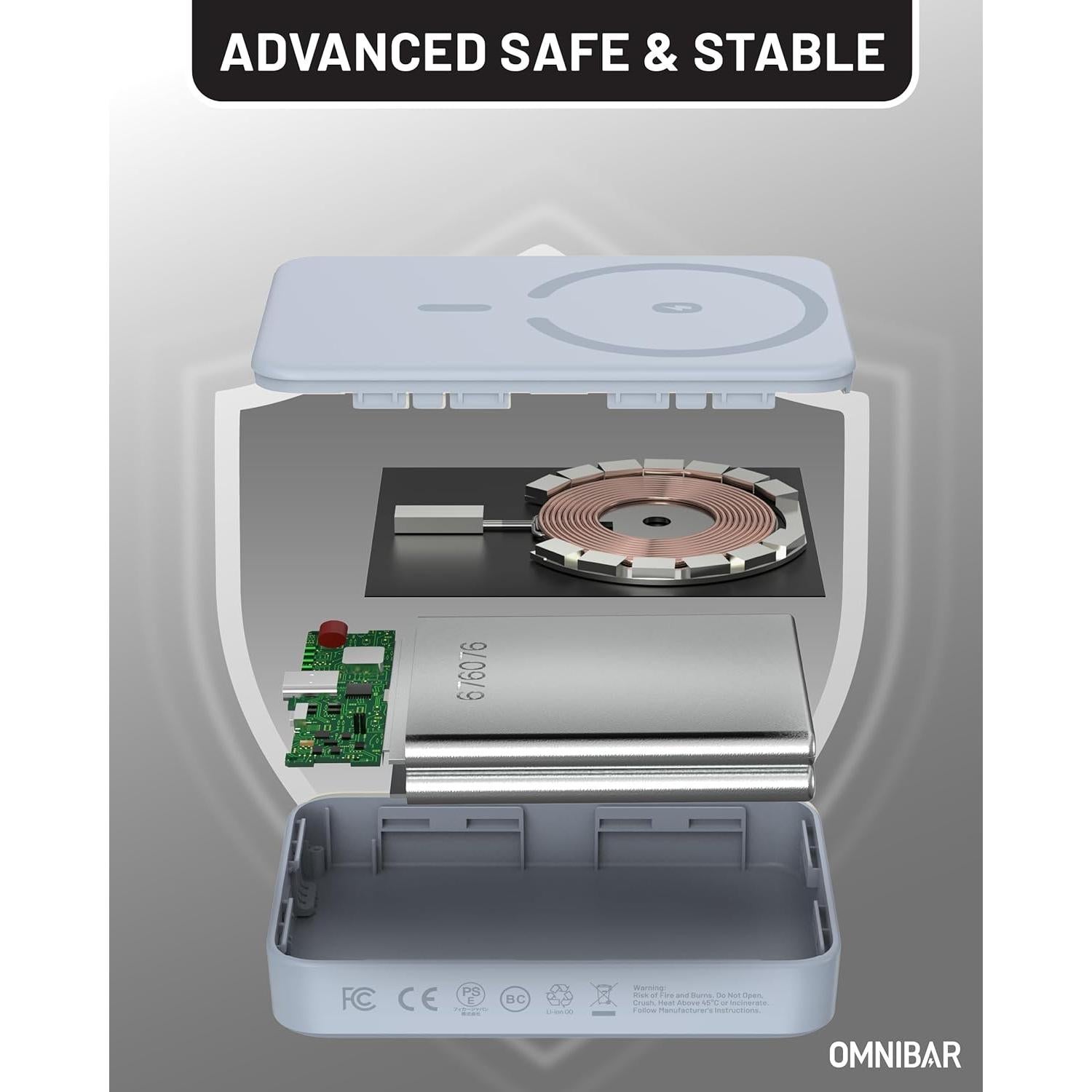 Banco de Poder Inalámbrico Omnibar 10000mAh Carga Rápida USB-C