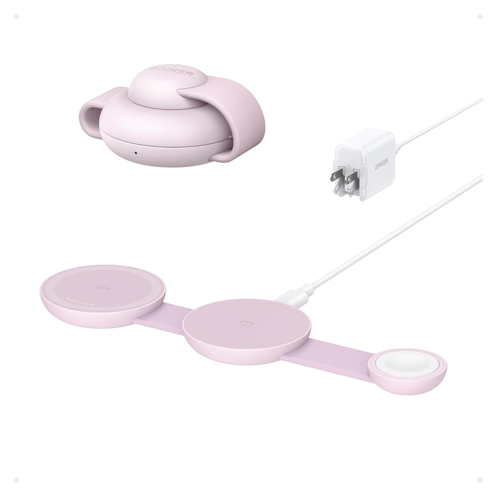 Cargador Inalámbrico 3-en-1 Anker MagGo UFO 15W Rosa