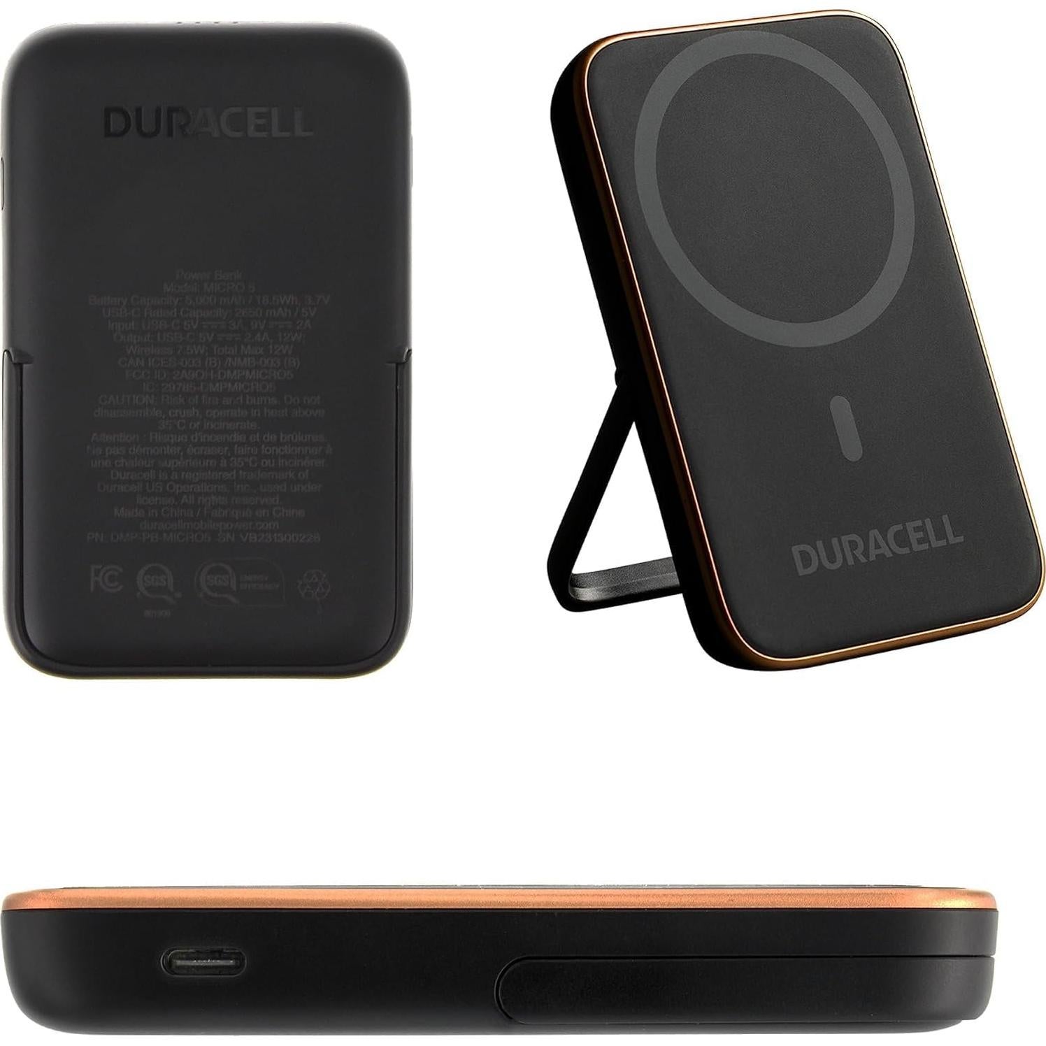 Batería Portátil Duracell Micro 5 | 5000mAh | Carga Inalámbrica