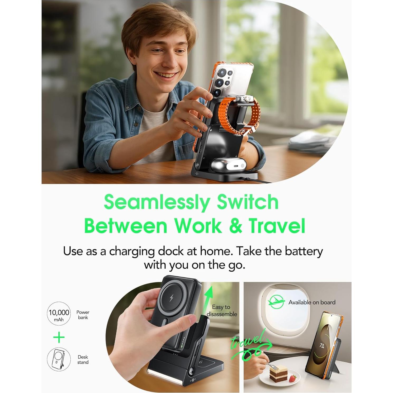 Estación de Carga Inalámbrica 5 en 1 DONGGUAN 10000mAh Negra