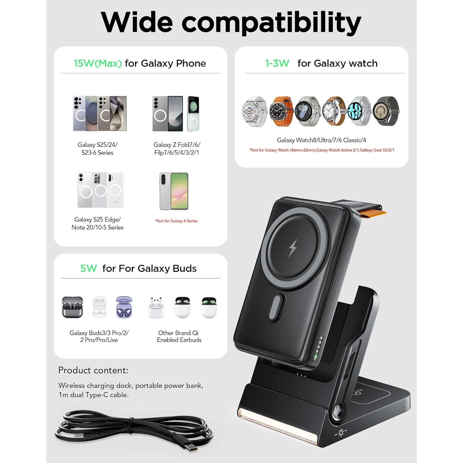 Estación de Carga Inalámbrica 5 en 1 DONGGUAN 10000mAh Negra