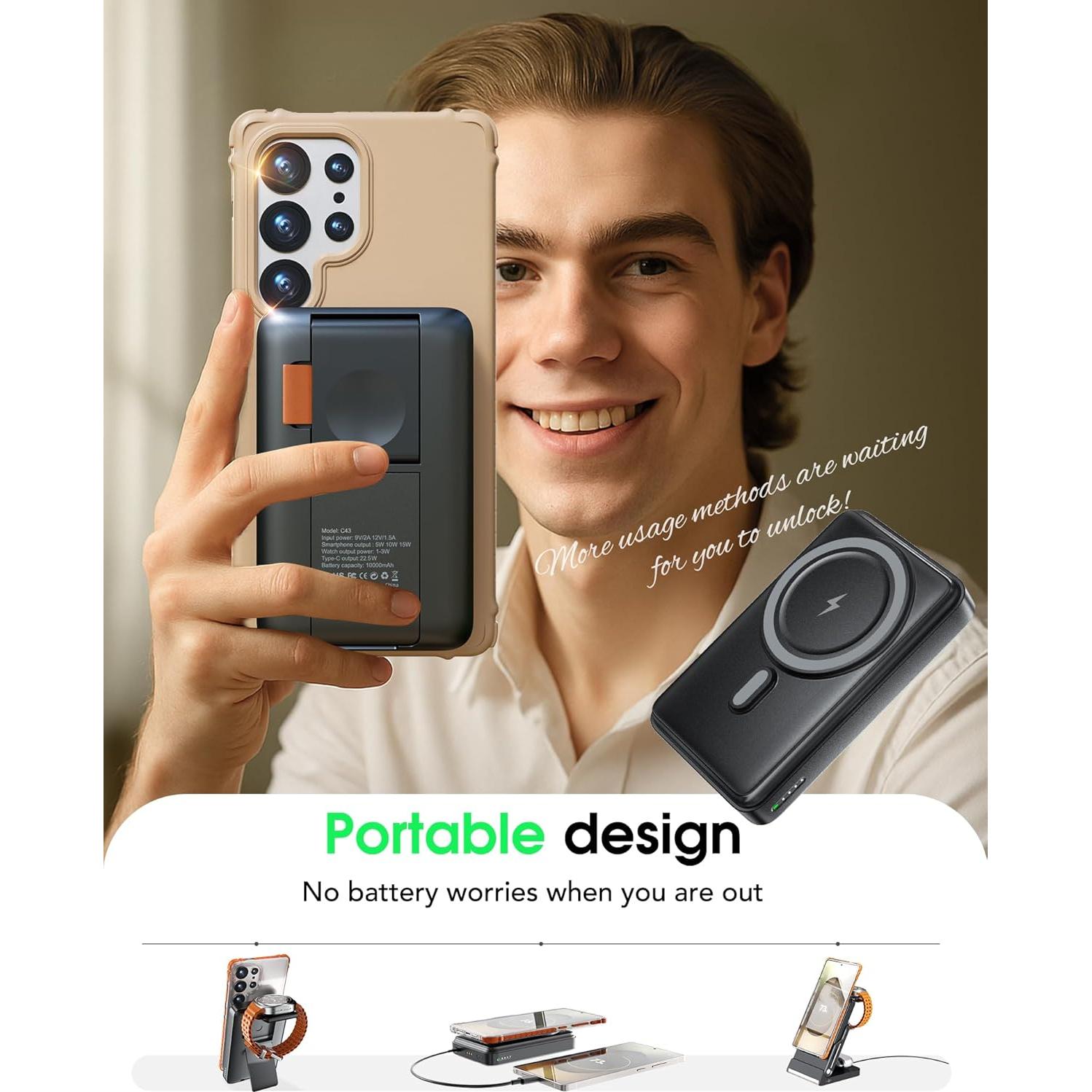 Estación de Carga Inalámbrica 5 en 1 DONGGUAN 10000mAh Negra