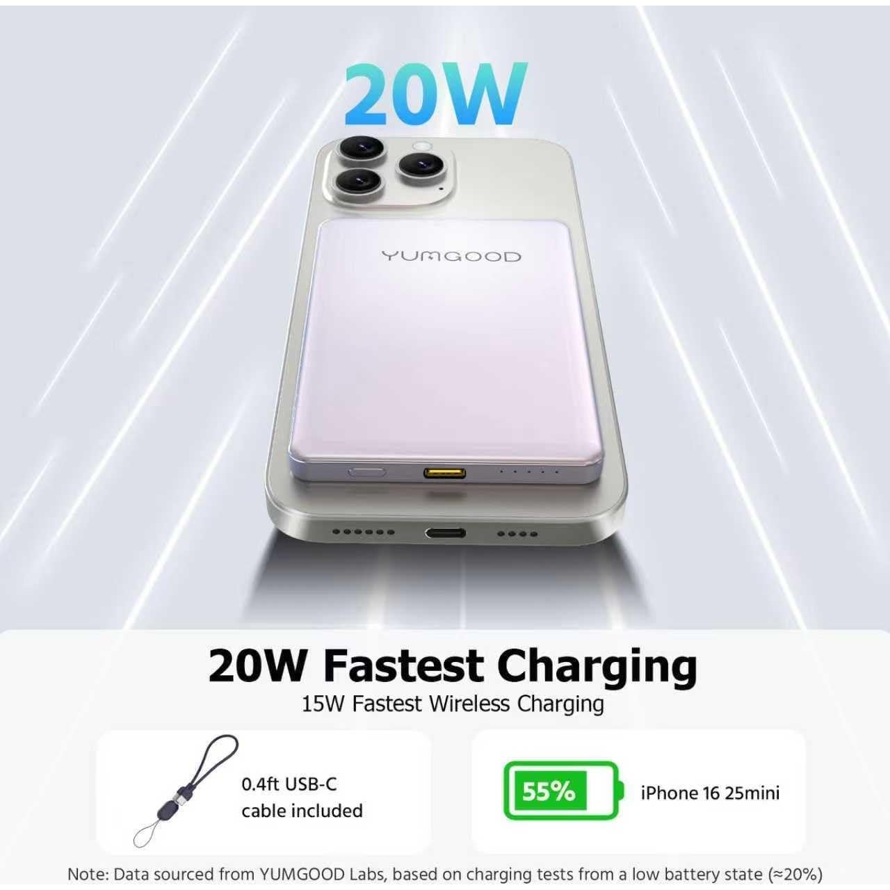 Banco de Energía Magnético 10000mAh Carga Rápida Inalámbrica