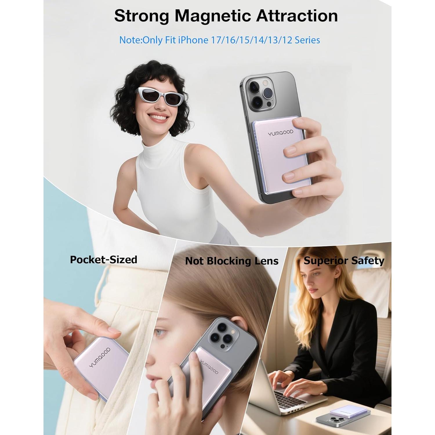 Banco de Energía Magnético 10000mAh Carga Rápida Inalámbrica