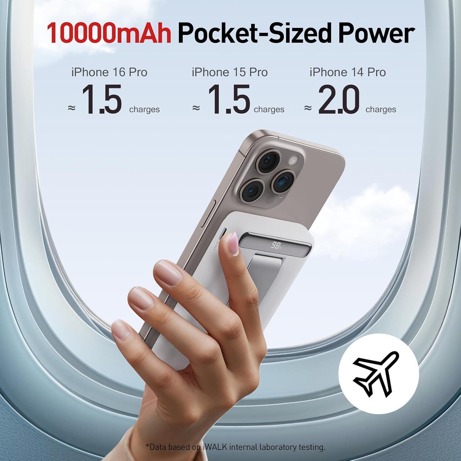 Batería Portátil Inalámbrica iWALK Qi2 10000mAh 15W Carga Rápida