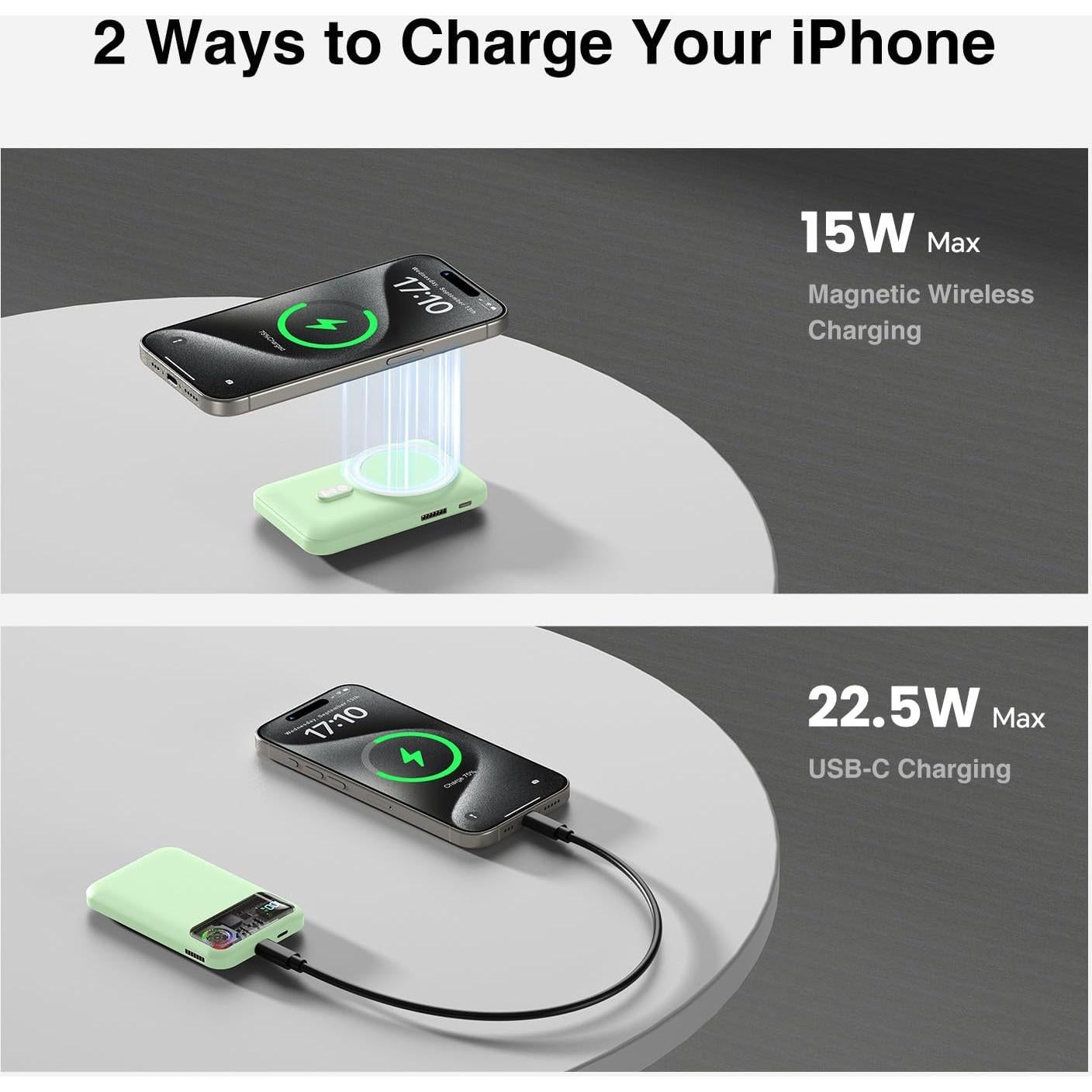 Banco de Poder Magnético KICUEI 11000mAh Carga Rápida USB-C