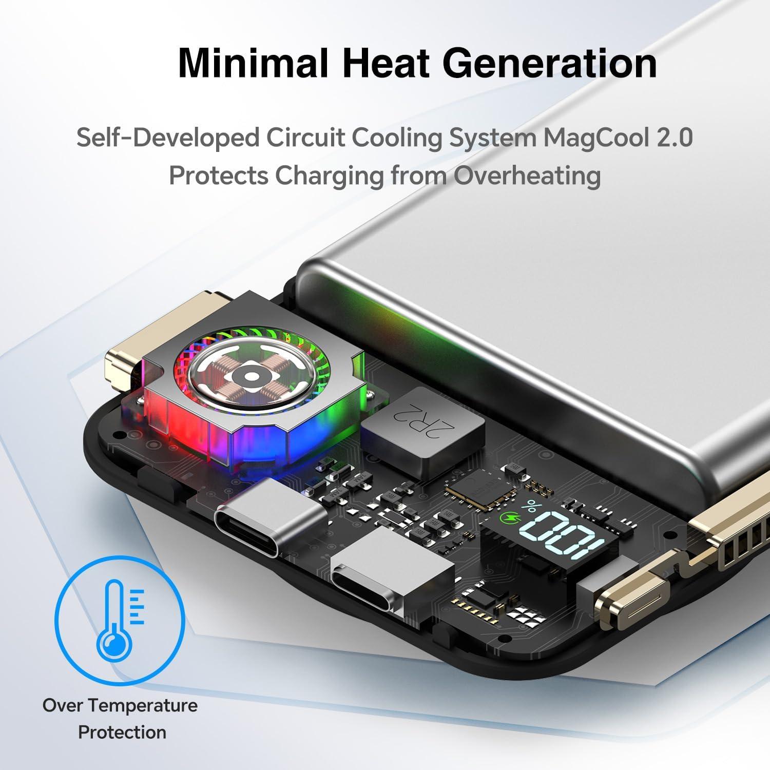 Banco de Poder Magnético KICUEI 11000mAh Carga Rápida USB-C