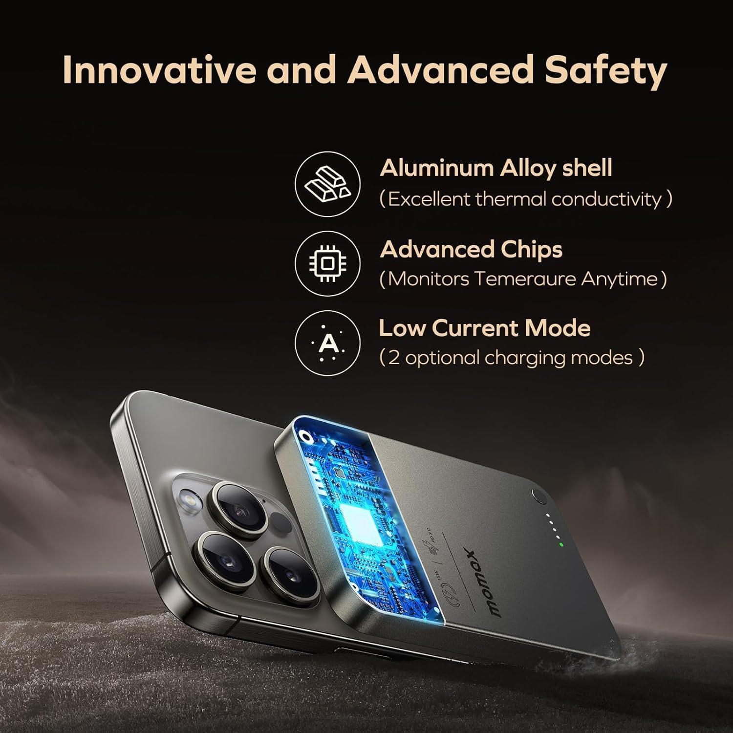 Batería Portátil Magnética MOMAX 5000mAh Carga Rápida 20W