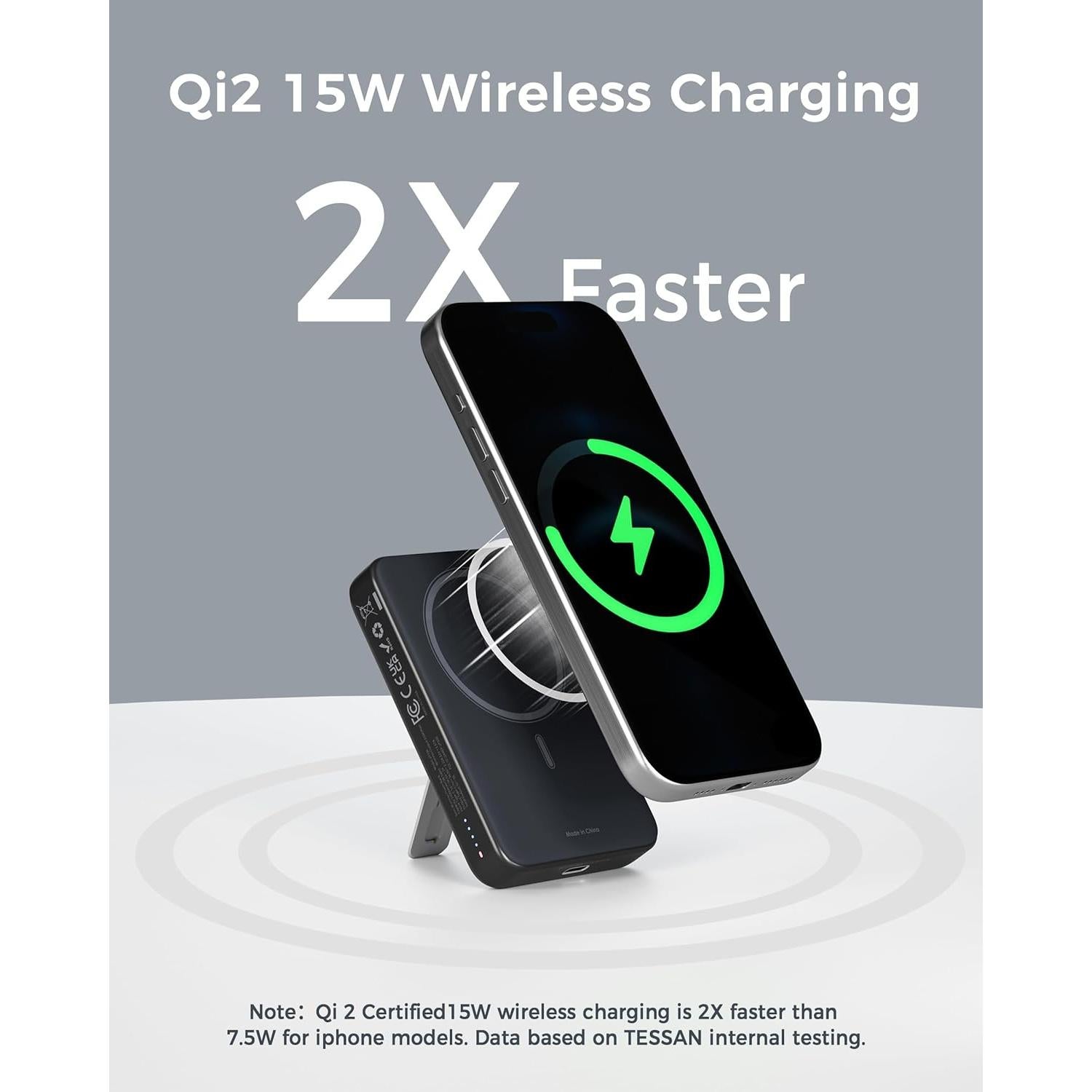 Cargador Portátil Magnético TESSAN 10,000mAh Qi2 Carga Rápida