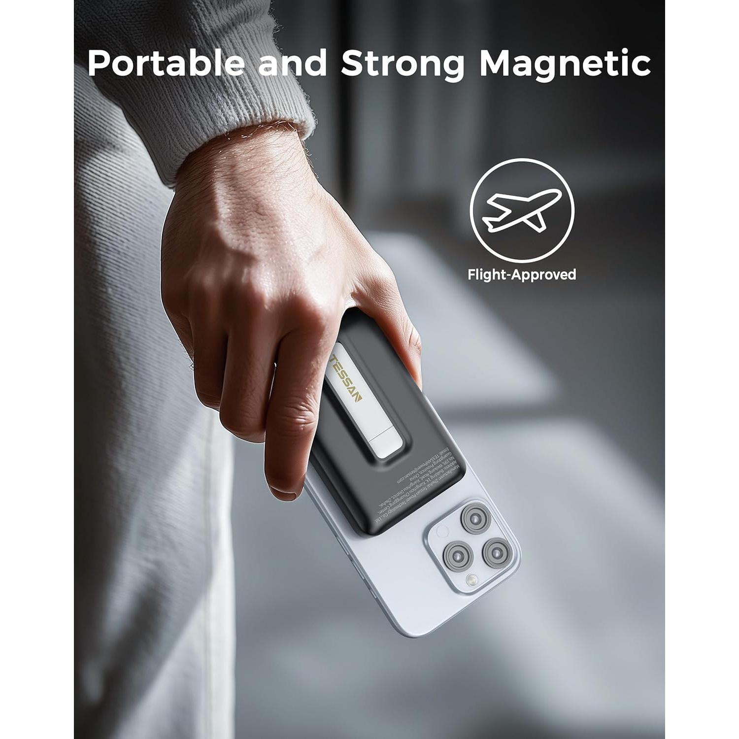 Cargador Portátil Magnético TESSAN 10,000mAh Qi2 Carga Rápida