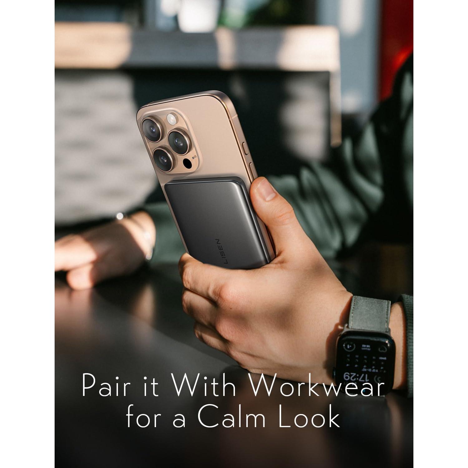 Cargador Portátil Inalámbrico LISEN 5000mAh MagSafe Gris