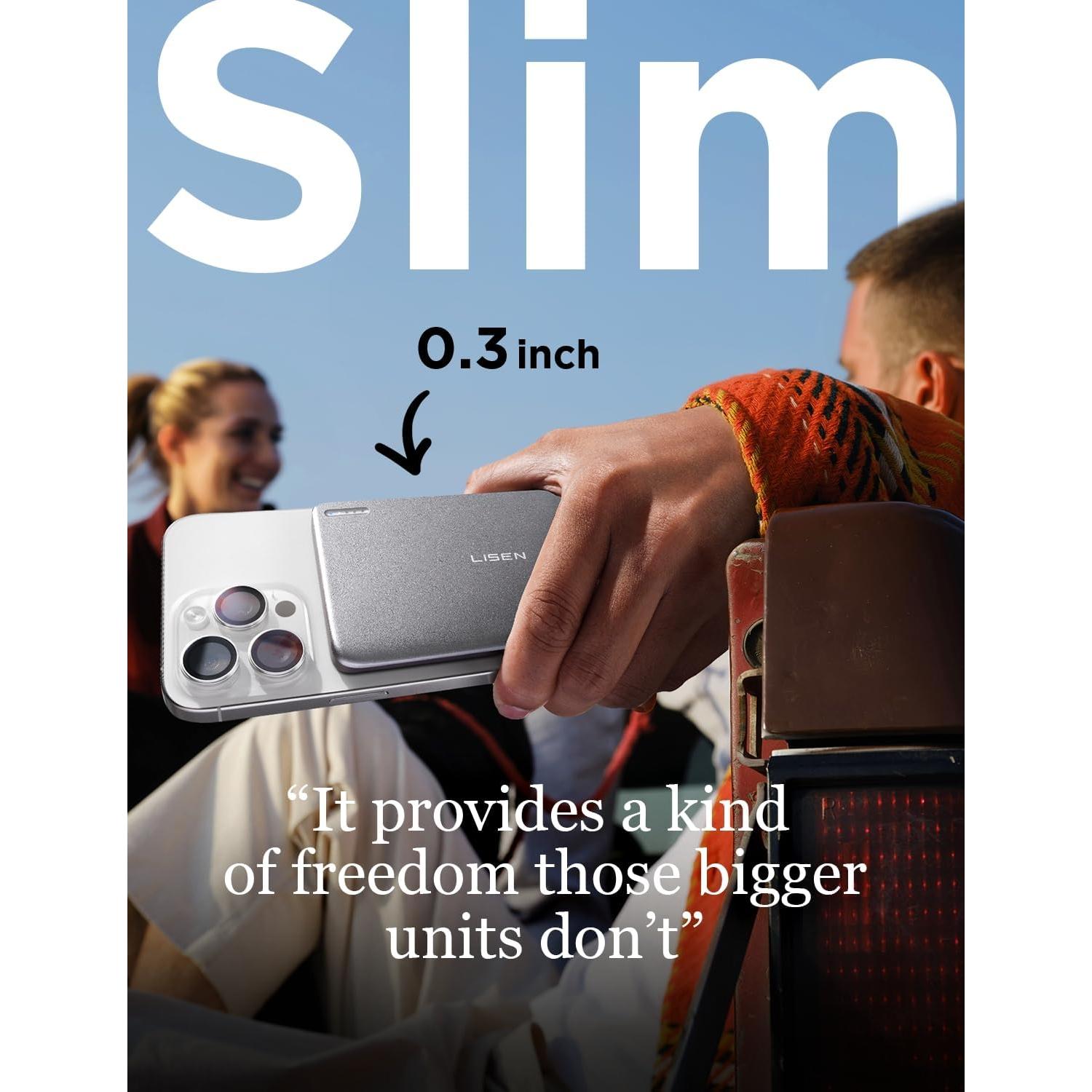 Cargador Portátil Inalámbrico LISEN 5000mAh MagSafe Gris