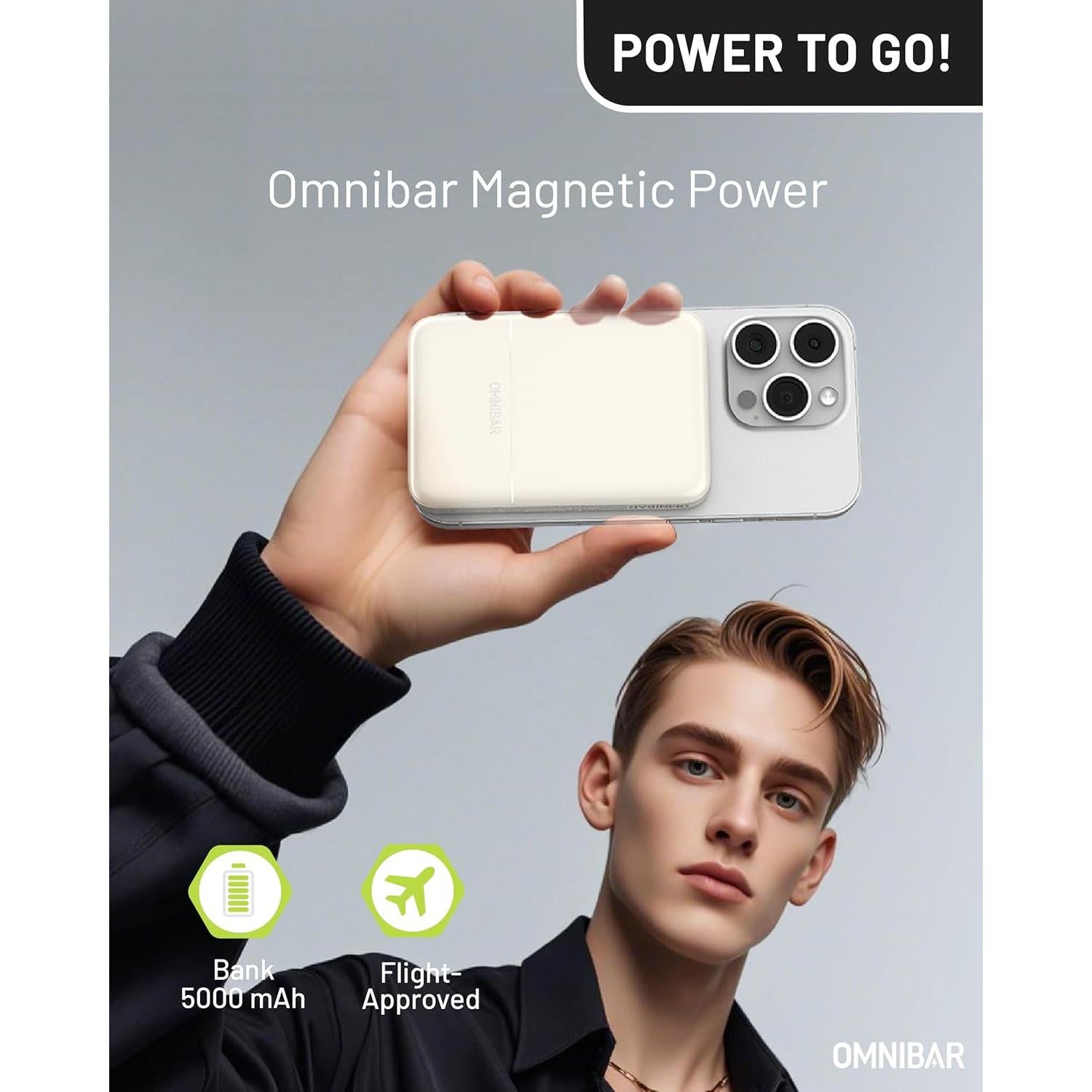 Banco de Poder Inalámbrico Omnibar 5000mAh Blanco 20W