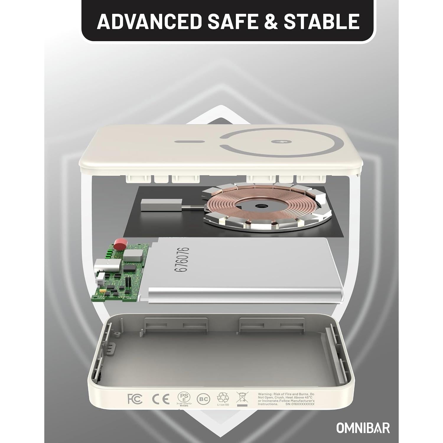 Banco de Poder Inalámbrico Omnibar 5000mAh Blanco 20W