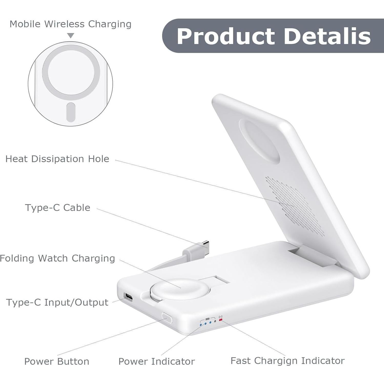 Estación de Carga Inalámbrica DDUAN 5000mAh para iPhone y Reloj