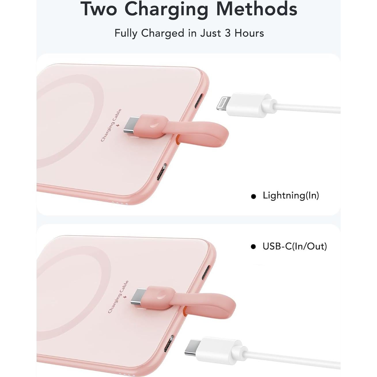 Cargador Portátil VEEKTOMX 5000mAh USB-C Rosa Delgado