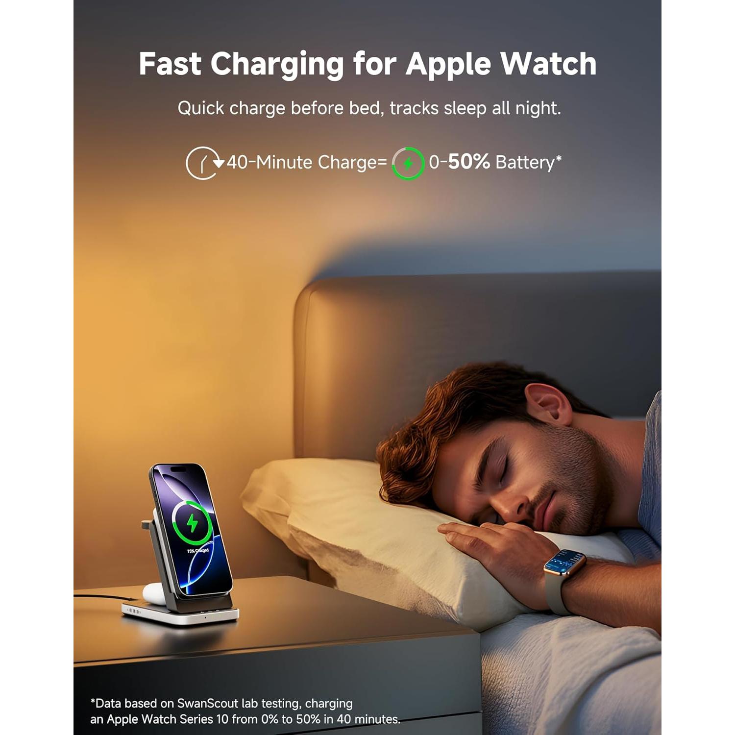 Cargador Inalámbrico 3 en 1 SwanScout 304M para iPhone, Apple Watch y AirPods