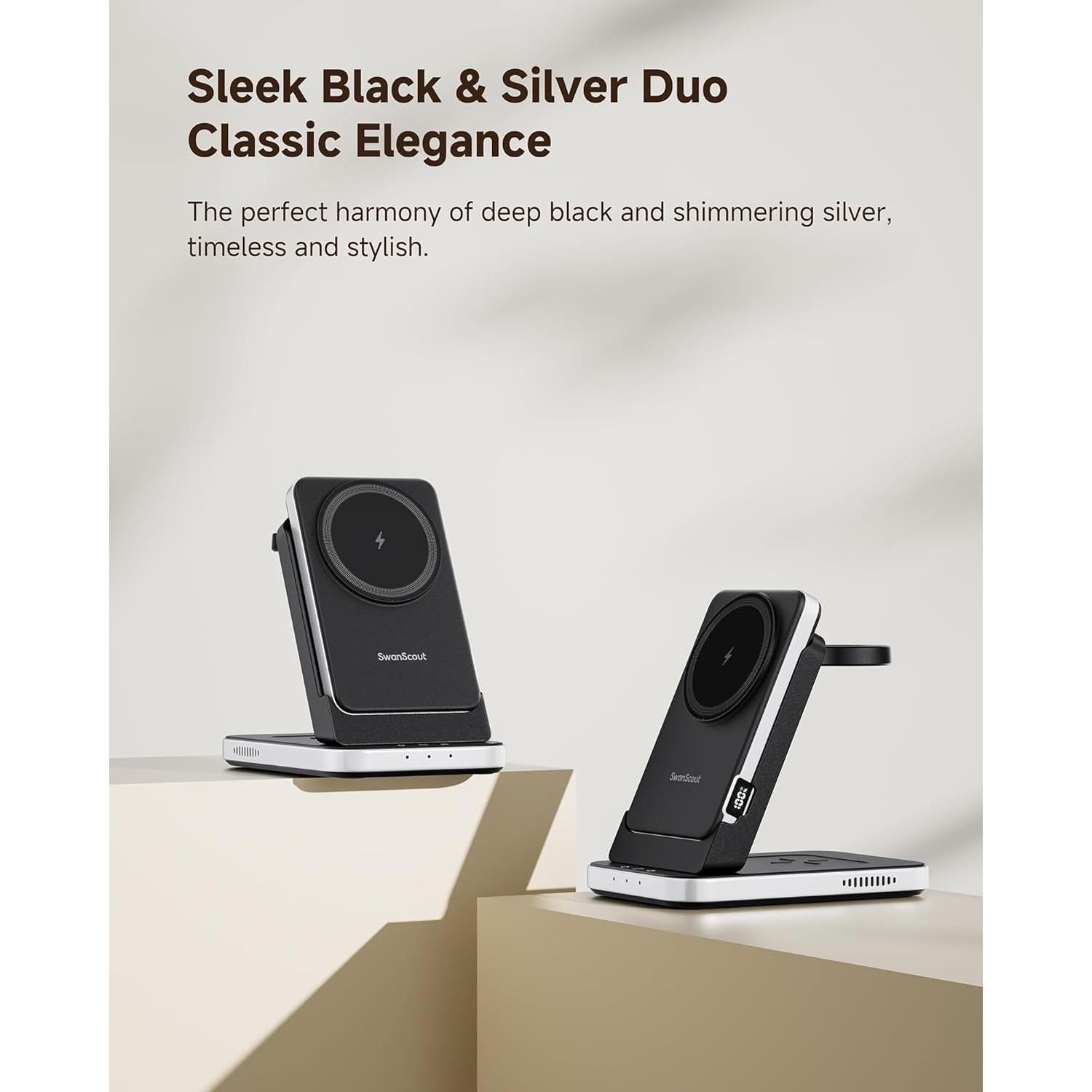 Cargador Inalámbrico 3 en 1 SwanScout 304M para iPhone, Apple Watch y AirPods