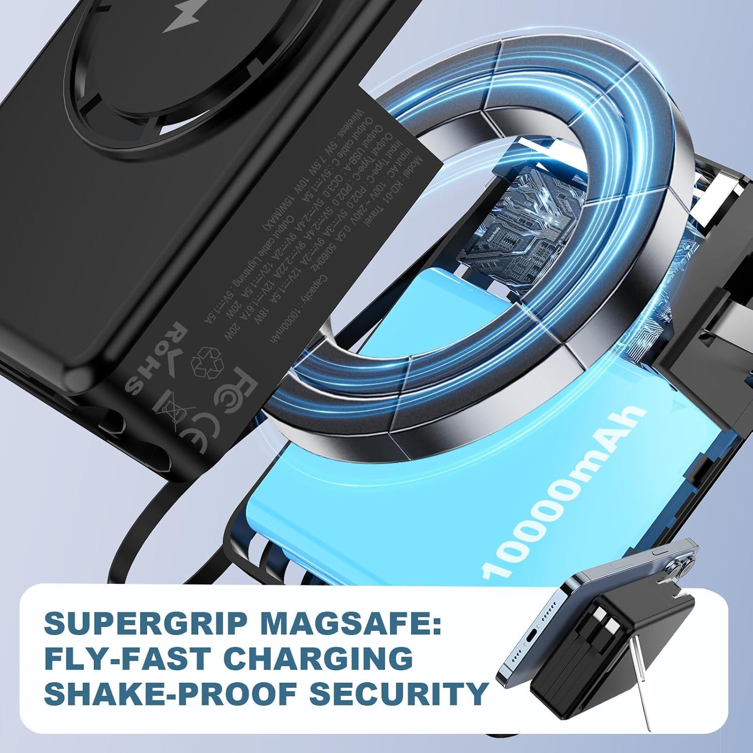 Banco de Poder Magnético 10000mAh QK para iPhone y Samsung