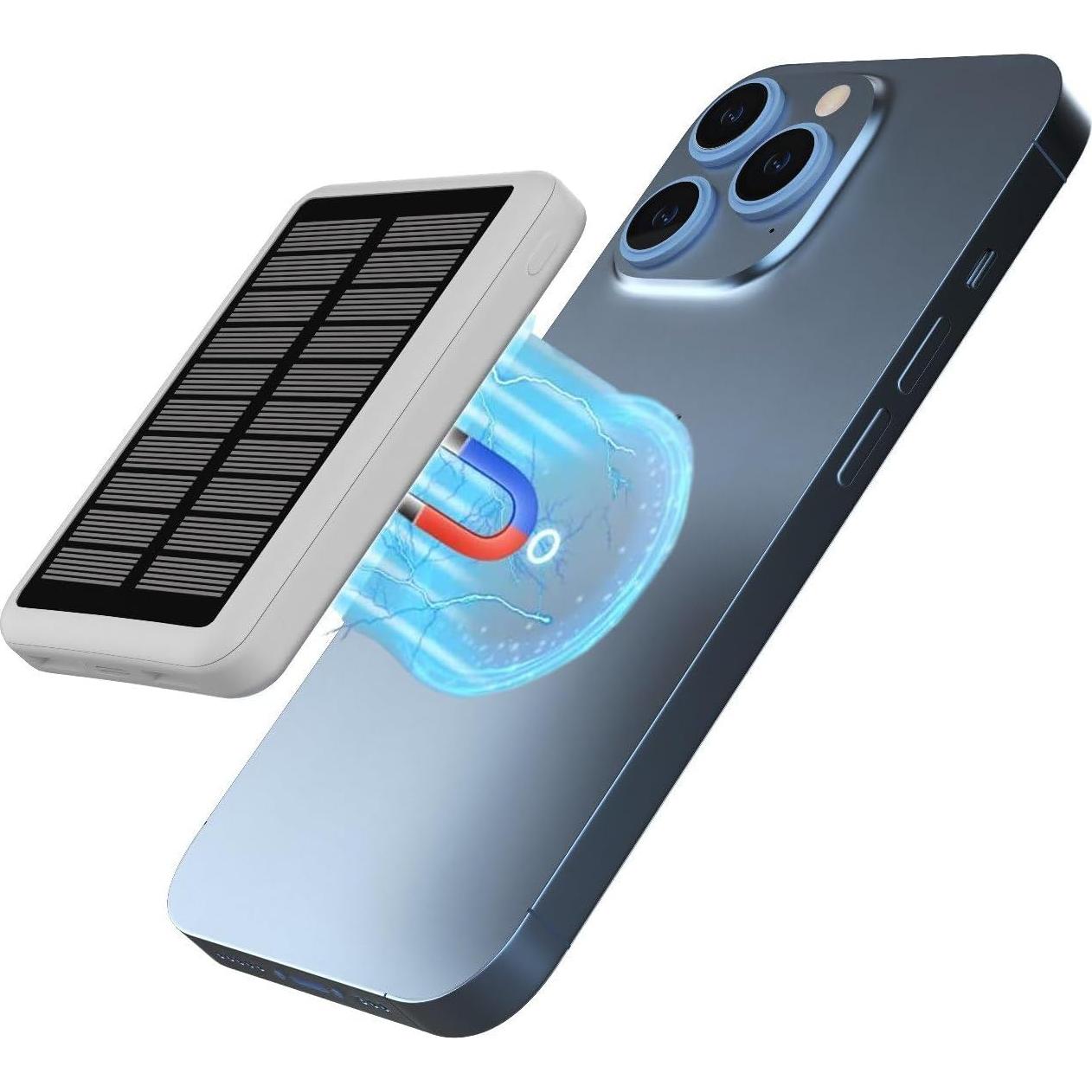 Banco de Energía Solar Magnético 10000 mAh - Carga Rápida Inalámbrica