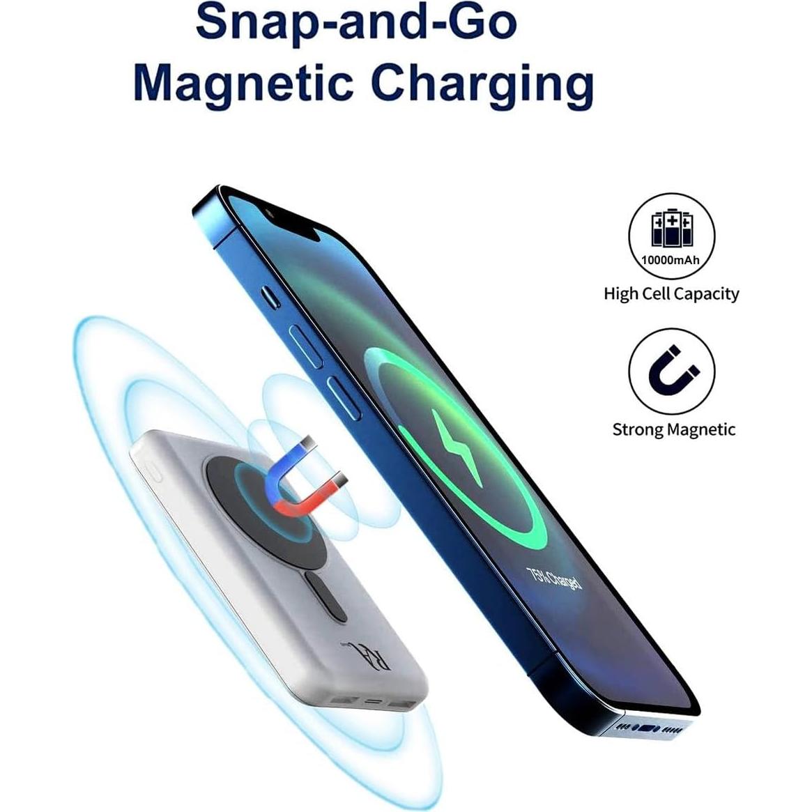 Banco de Energía Solar Magnético 10000 mAh - Carga Rápida Inalámbrica