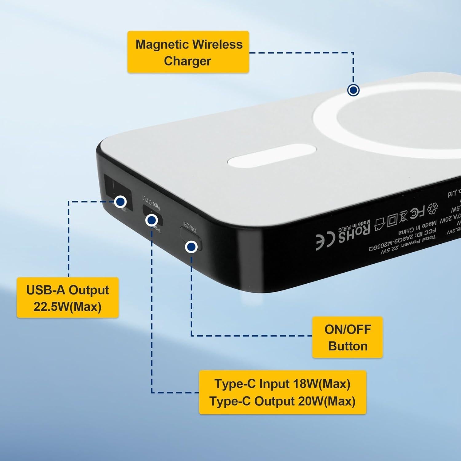 Banco de Poder Inalámbrico 10000mAh VOL2GO Carga Rápida