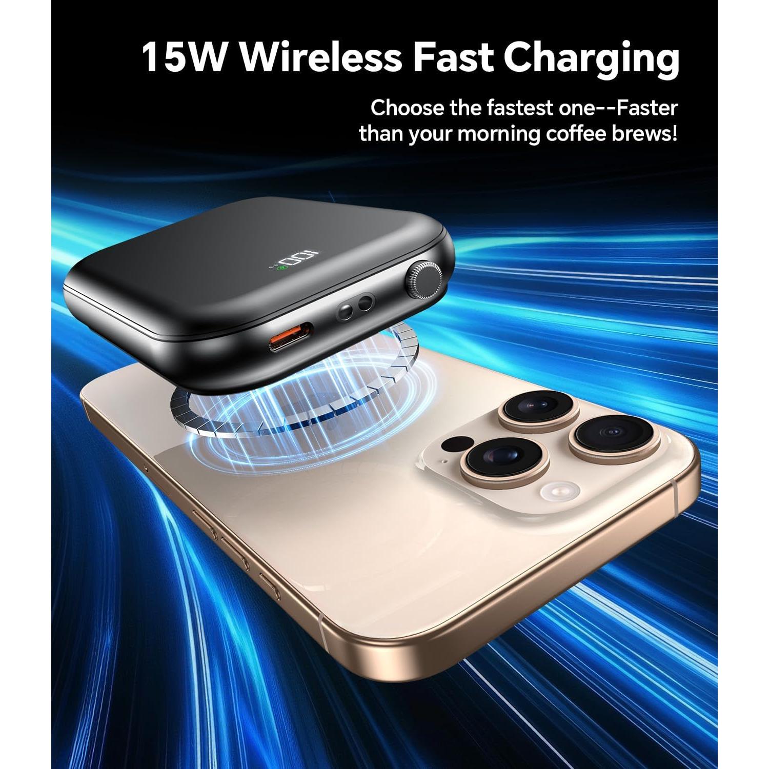 Batería Externa Magnética 10000mAh OZKKCT Carga Rápida USB-C