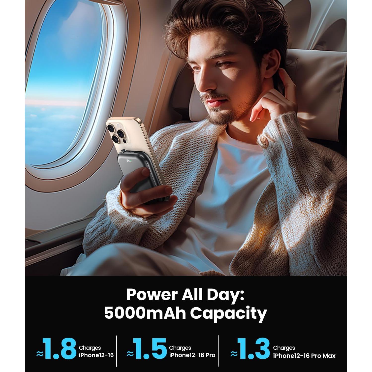 Batería Externa Magnética 10000mAh OZKKCT Carga Rápida USB-C