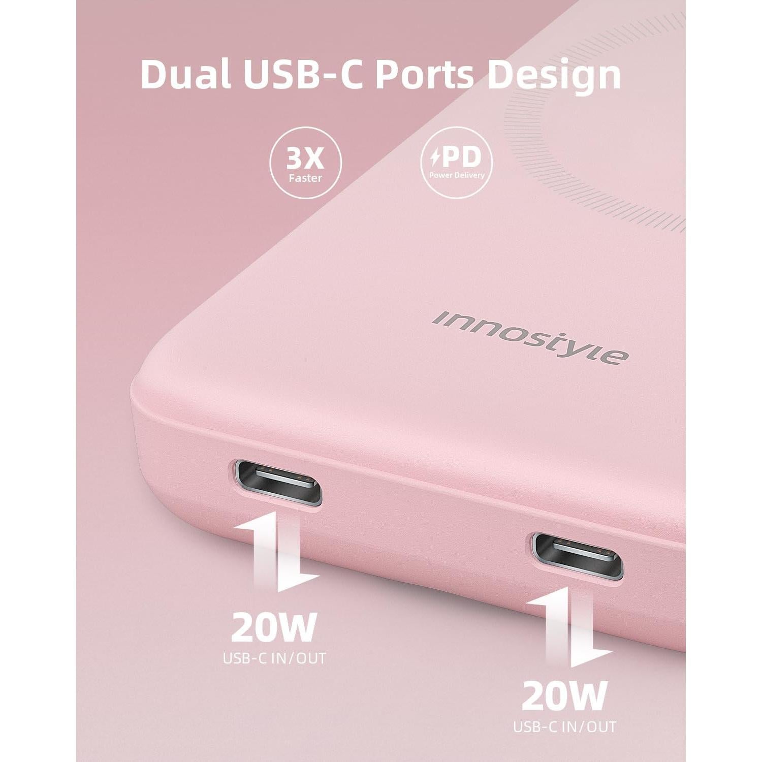Banco de Poder Innostyle 10000mAh MagSafe Rosa Carga Rápida