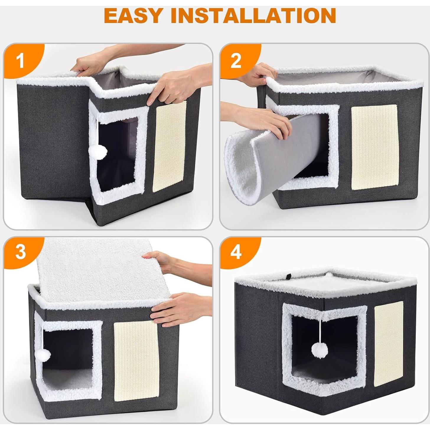 Cama para Gatos Petizer Casa Cubierta Grande 42x42x36cm