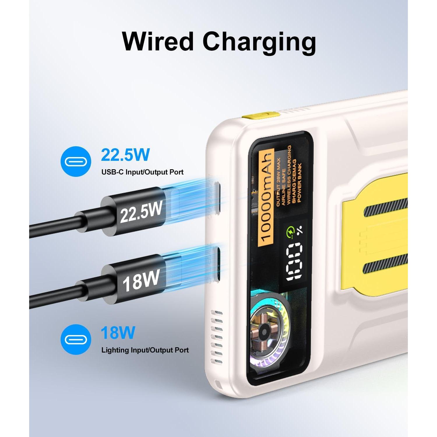 Banco de Poder Magnético 10000mAh Cargador Inalámbrico Rápido