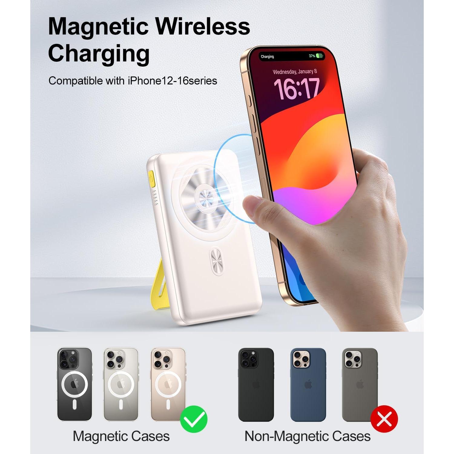 Banco de Poder Magnético 10000mAh Cargador Inalámbrico Rápido