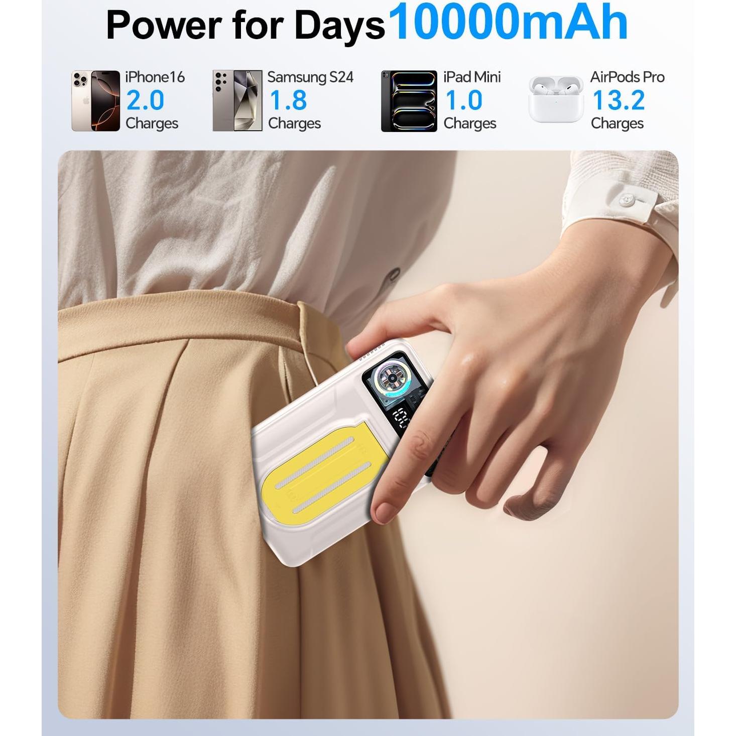 Banco de Poder Magnético 10000mAh Cargador Inalámbrico Rápido