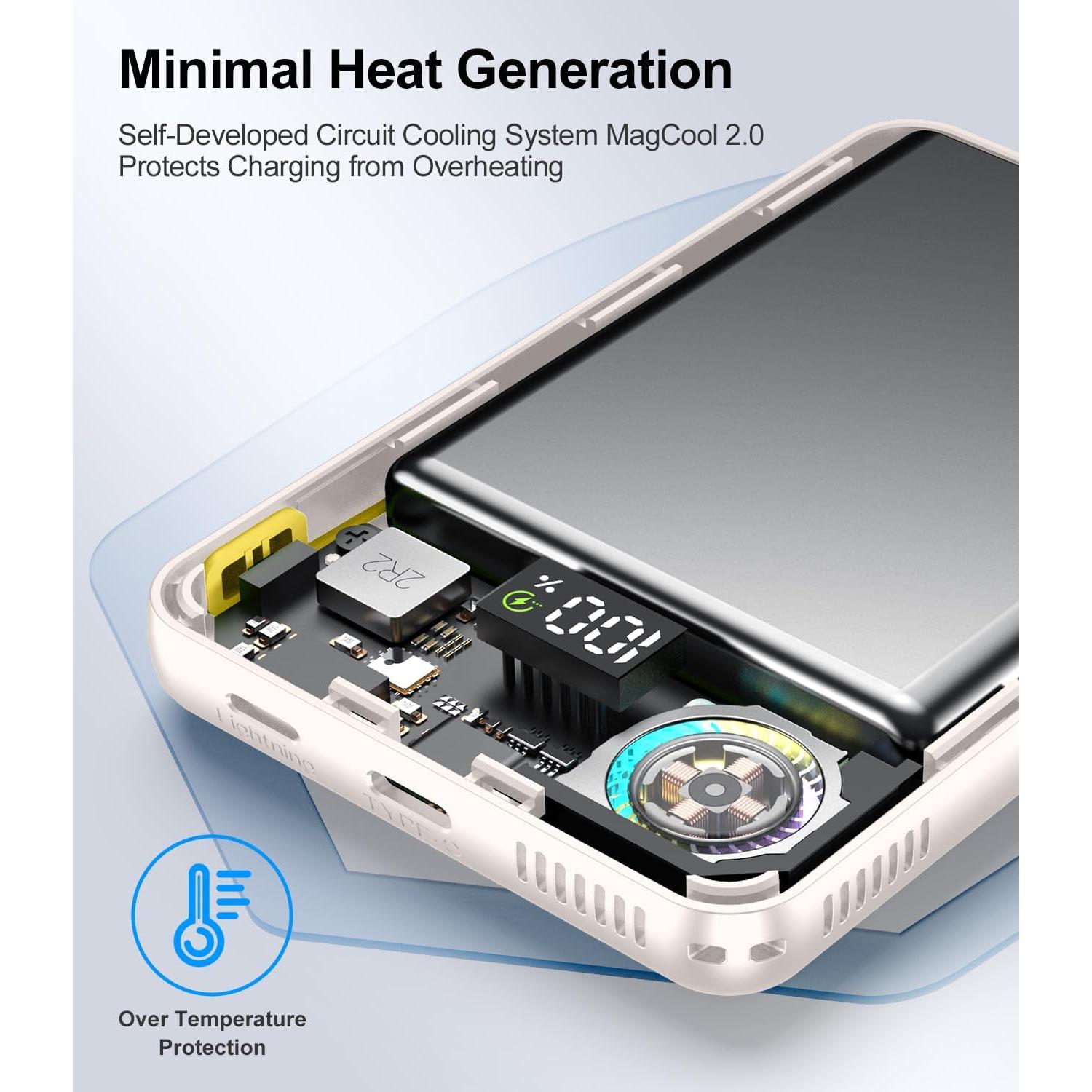 Banco de Poder Magnético 10000mAh Cargador Inalámbrico Rápido