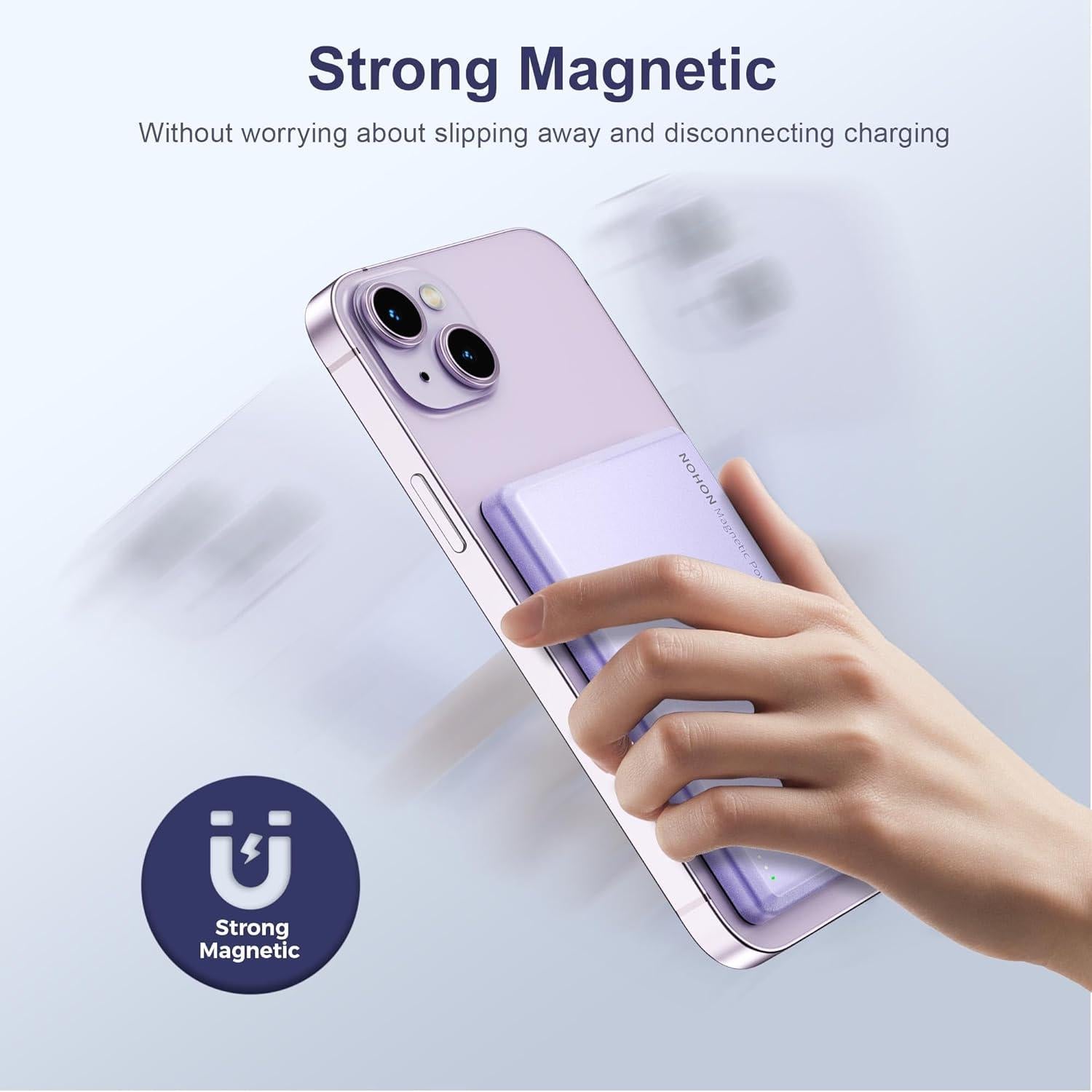 Cargador Mag-Safe NOHON 5000mAh Carga Rápida Inalámbrica