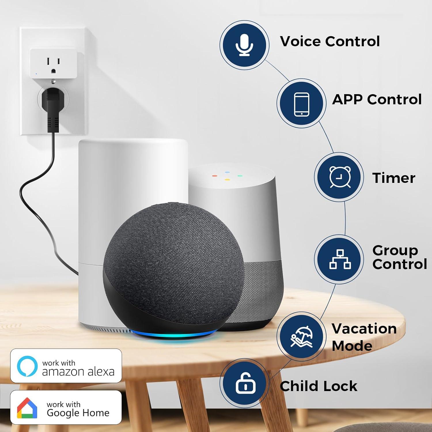 Paquete de 2 Enchufes Inteligentes MMU WiFi 15A Control por Voz