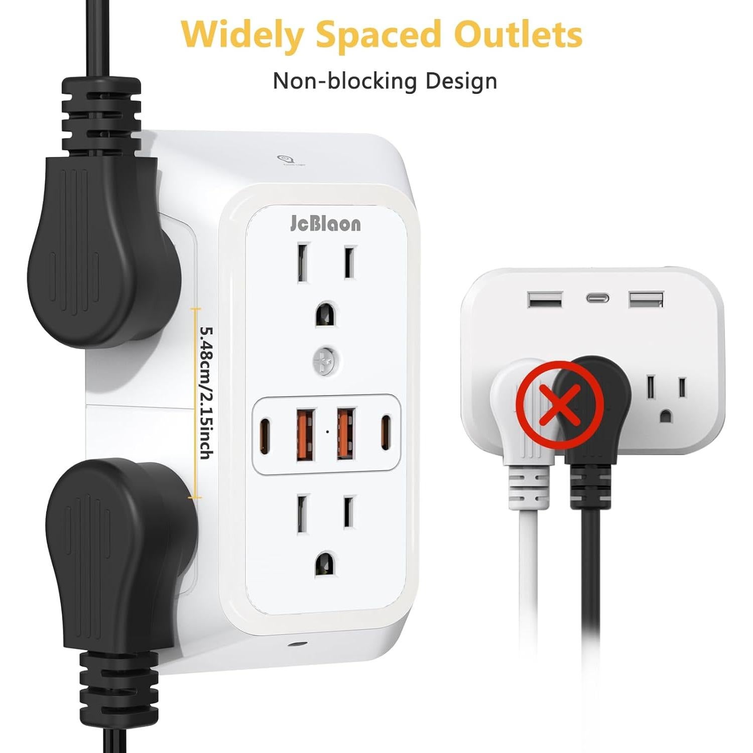 Extensor de Enchufe de Pared ZHONGSHAN 6 Salidas 4 USB Carga Rápida