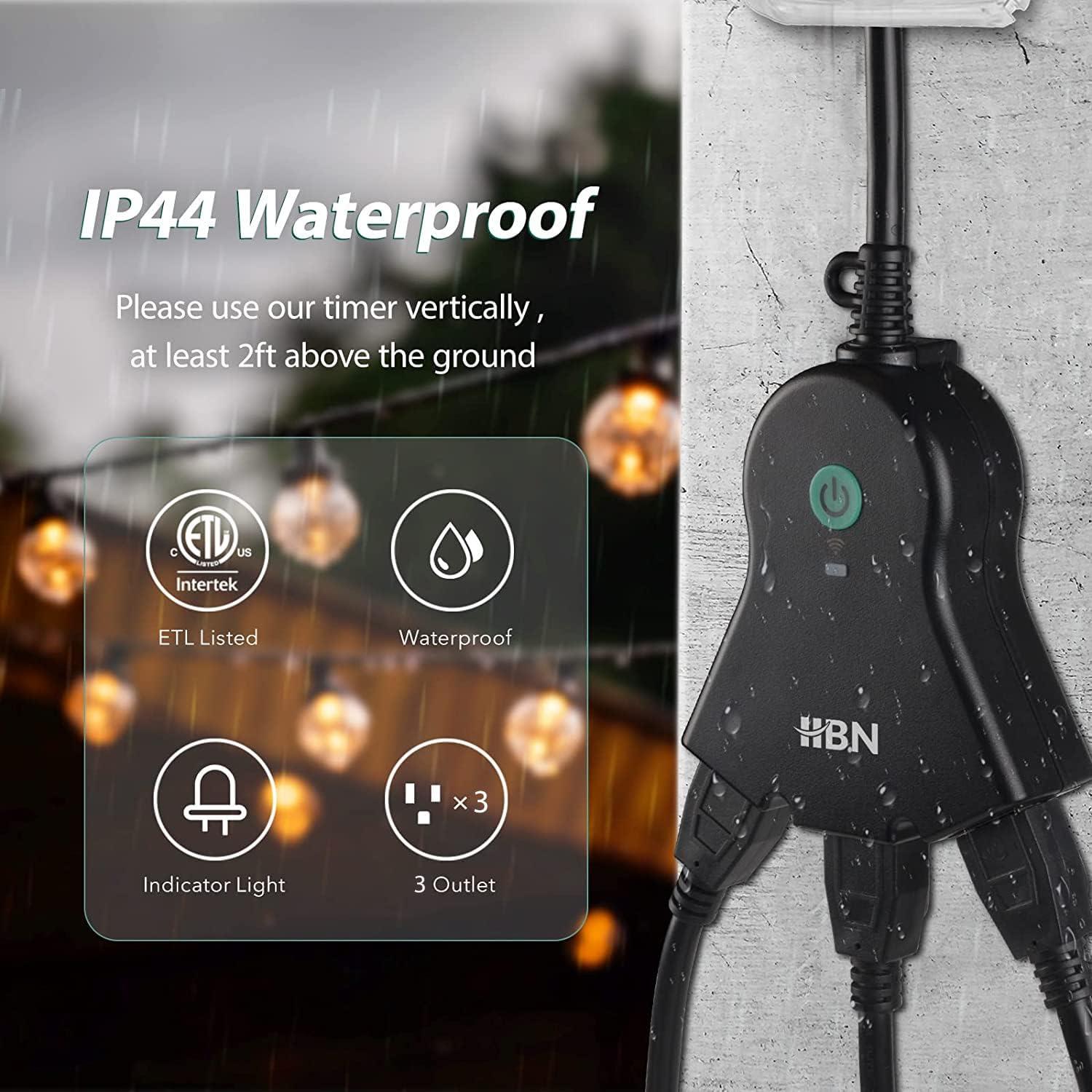 Enchufe Inteligente HBN para Exterior IP44, 3 Enchufes Controlados por Voz