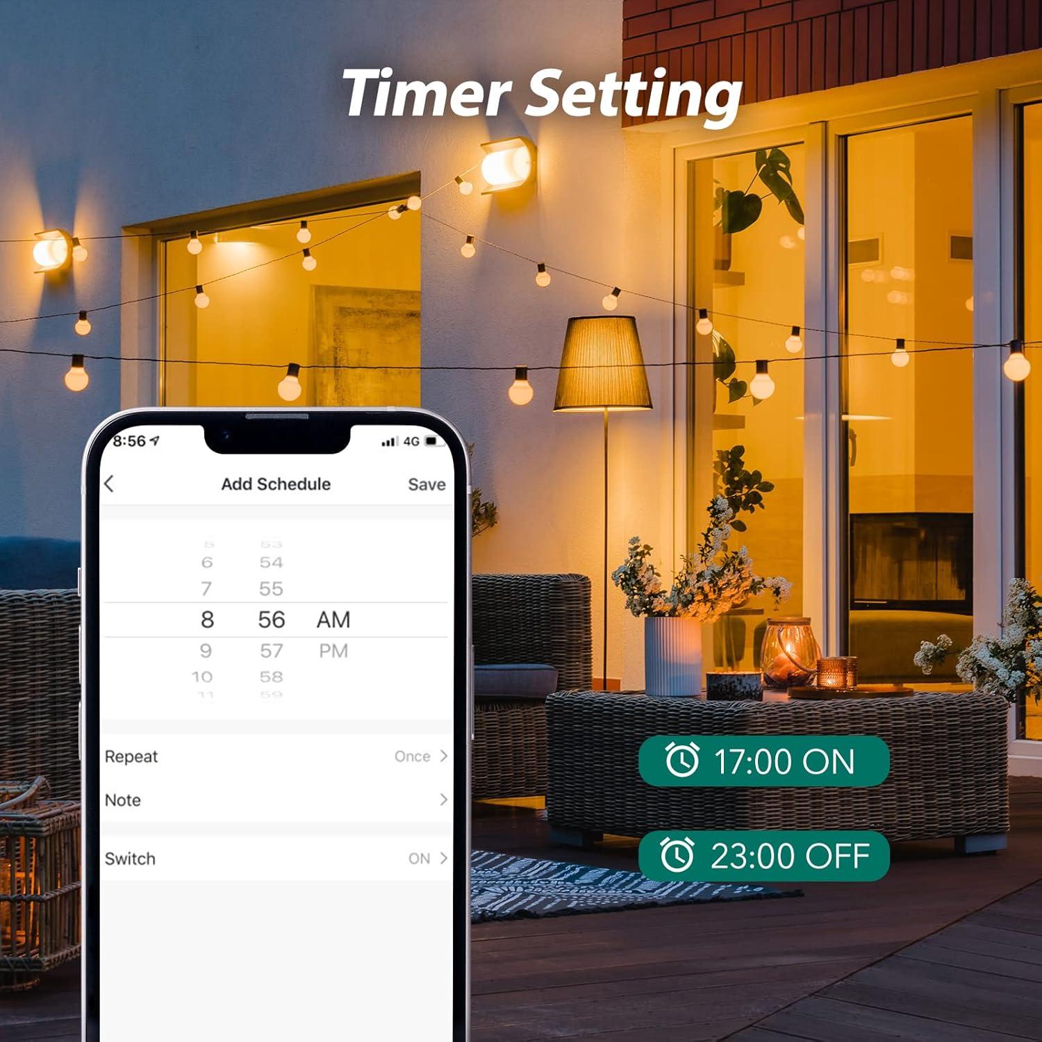 Enchufe Inteligente HBN para Exterior IP44, 3 Enchufes Controlados por Voz