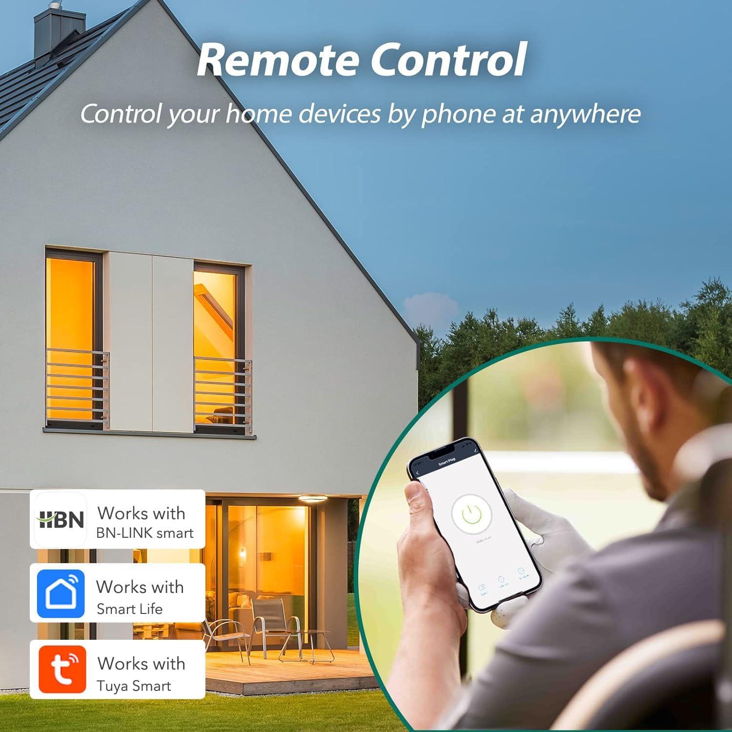 Enchufe Inteligente HBN para Exterior IP44, 3 Enchufes Controlados por Voz