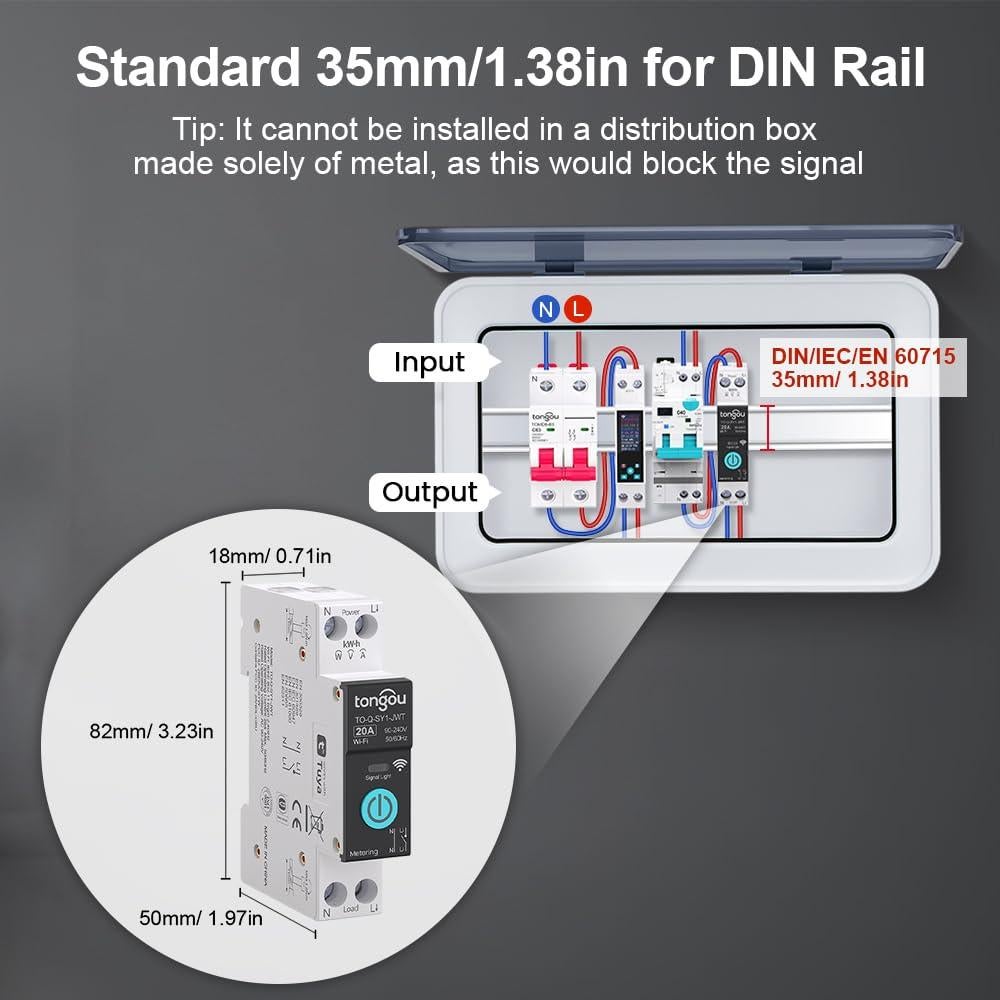 Interruptor Inteligente Wi-Fi 20A Changyou con Monitoreo de Energía