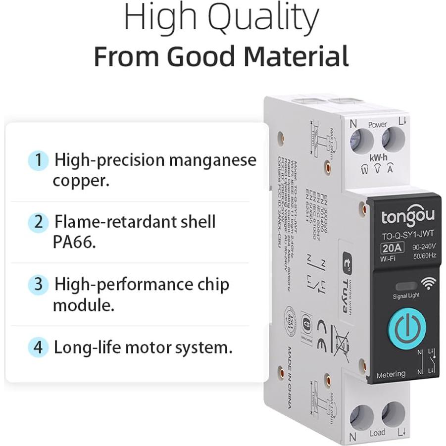 Interruptor Inteligente Wi-Fi 20A Changyou con Monitoreo de Energía