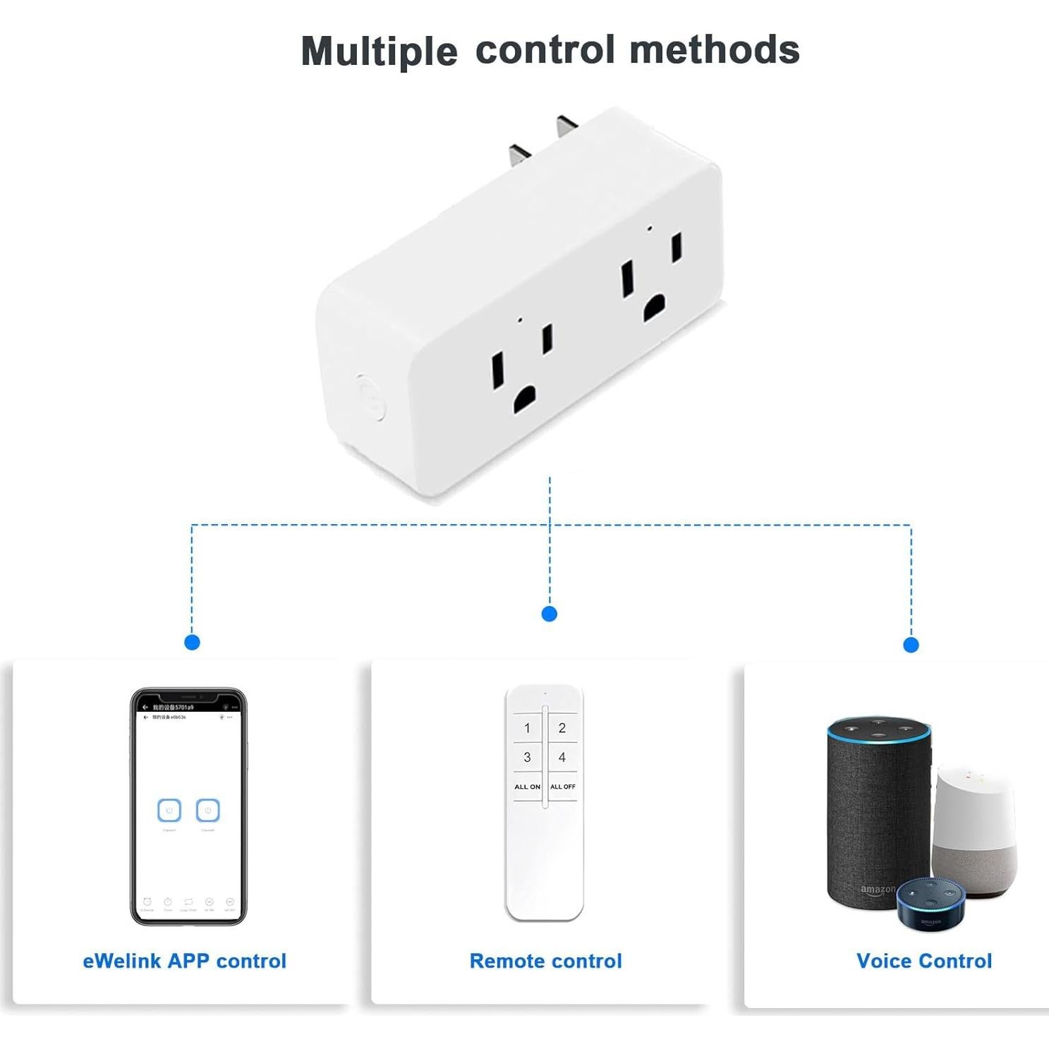 Enchufe Inteligente QIACHIP 16A 2000W 4 Paquetes Control Remoto