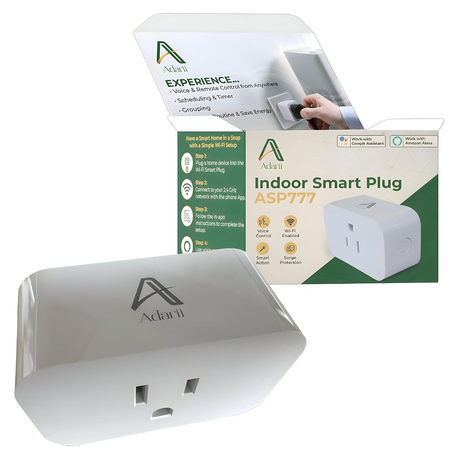 Enchufe Inteligente Adarii ASP777 15A 1800W Wi-Fi 2.4GHz