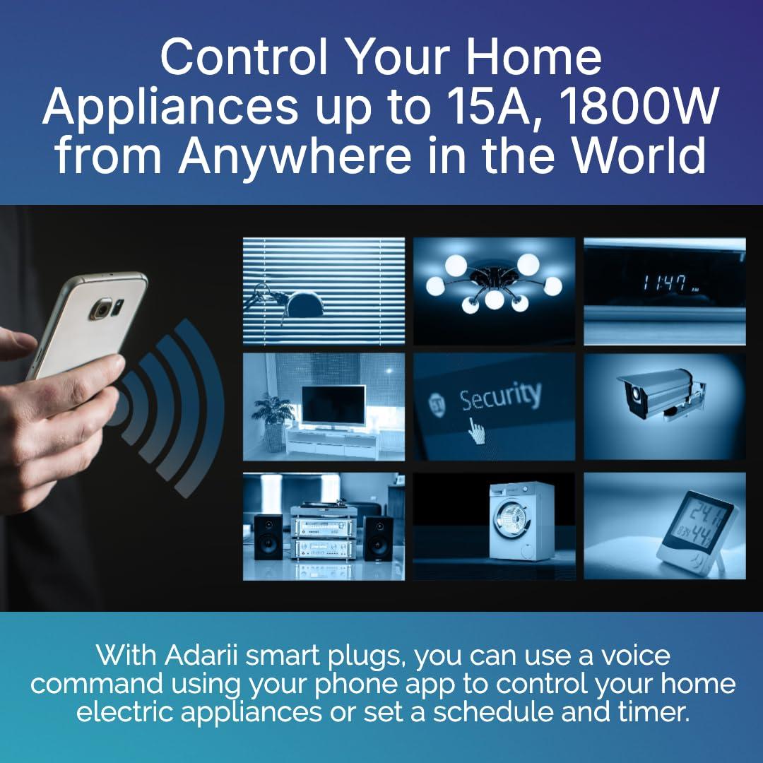 Enchufe Inteligente Adarii ASP777 15A 1800W Wi-Fi 2.4GHz