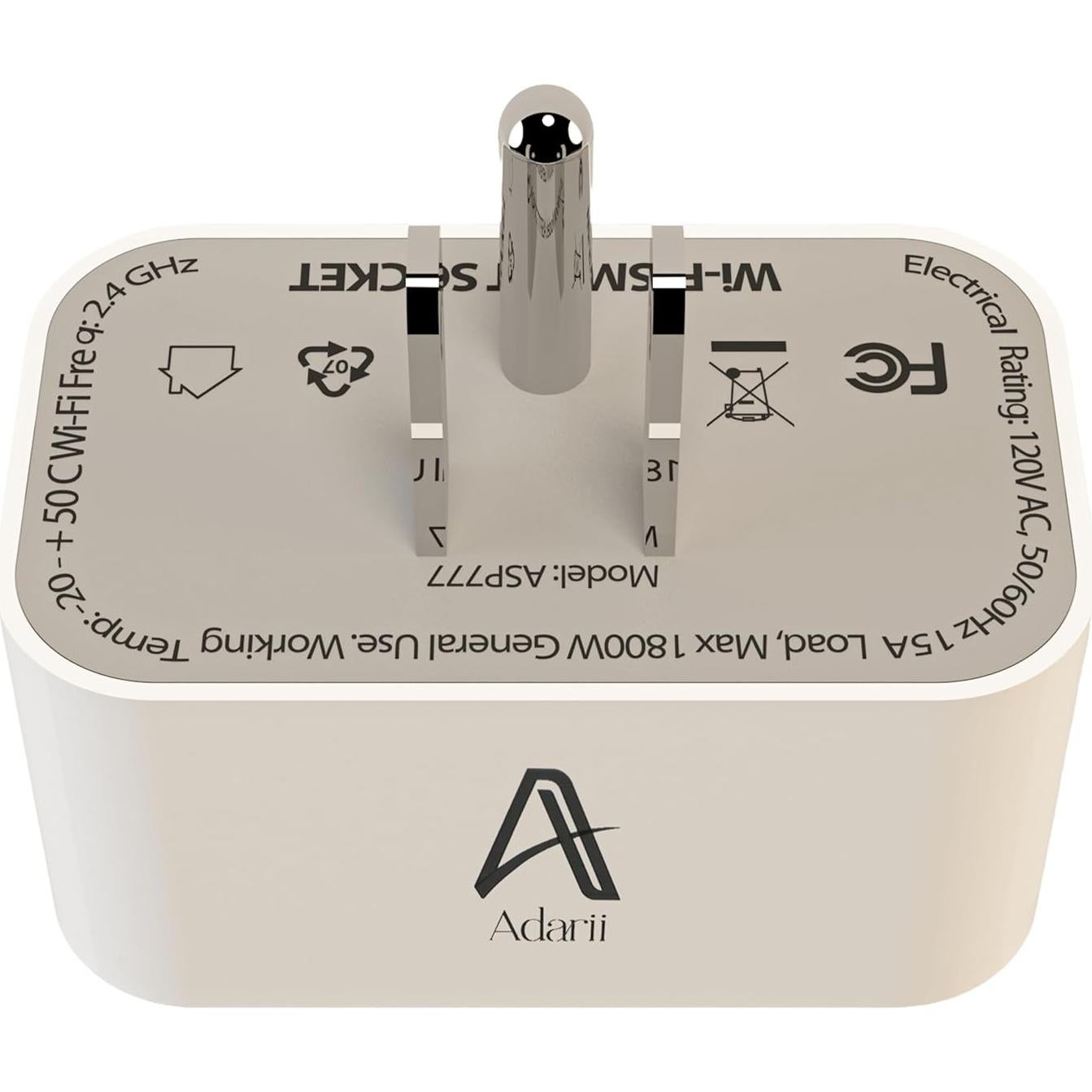 Enchufe Inteligente Adarii ASP777 15A 1800W Wi-Fi 2.4GHz