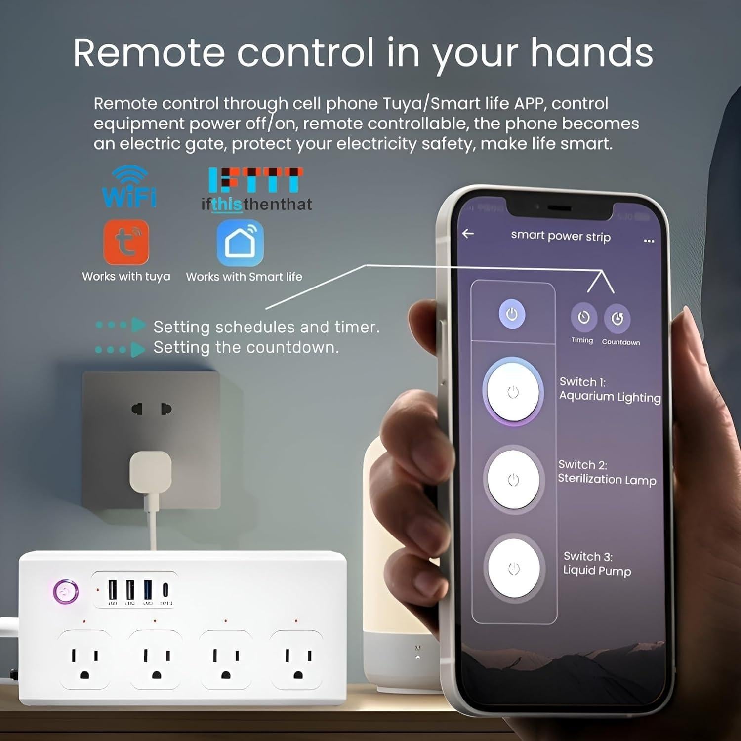 Regleta WiFi inteligente UseeLink con 4 enchufes y 4 USB